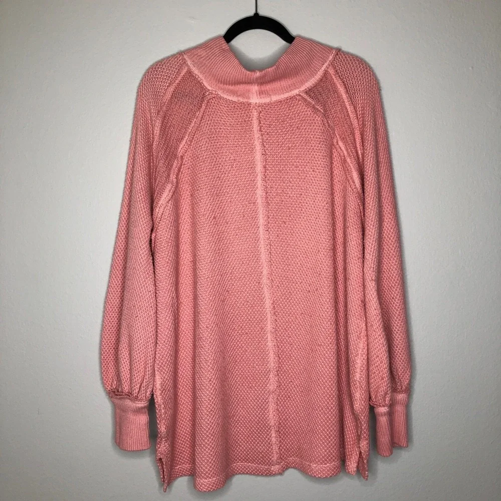 Free People Pink Oversized Scoop-Neck Sweater